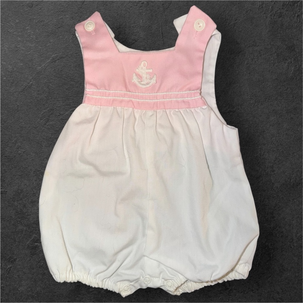 Vintage 80s 90s Mothercare Nautical Bubble Romper 6-9M
